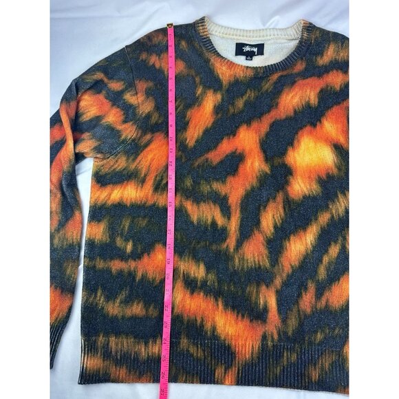 STUSSY  RARE Printed Fur Crew Neck Knit Large Cotton Multicolor - Picture 11 of 11
